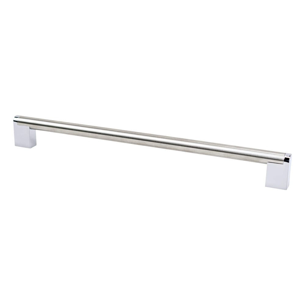 Berenson Studio Remix Pull - 12 in (304.8mm) (Appliance Pull) - Brushed Nickel and Polished Chrome