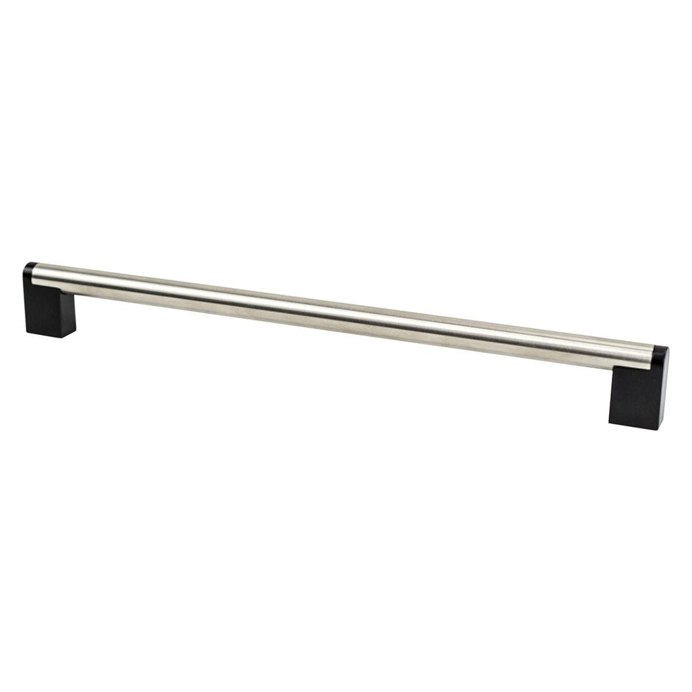 Berenson Studio Remix Pull - 12 in (304.8mm) (Appliance Pull) - Brushed Nickel and Matte Black