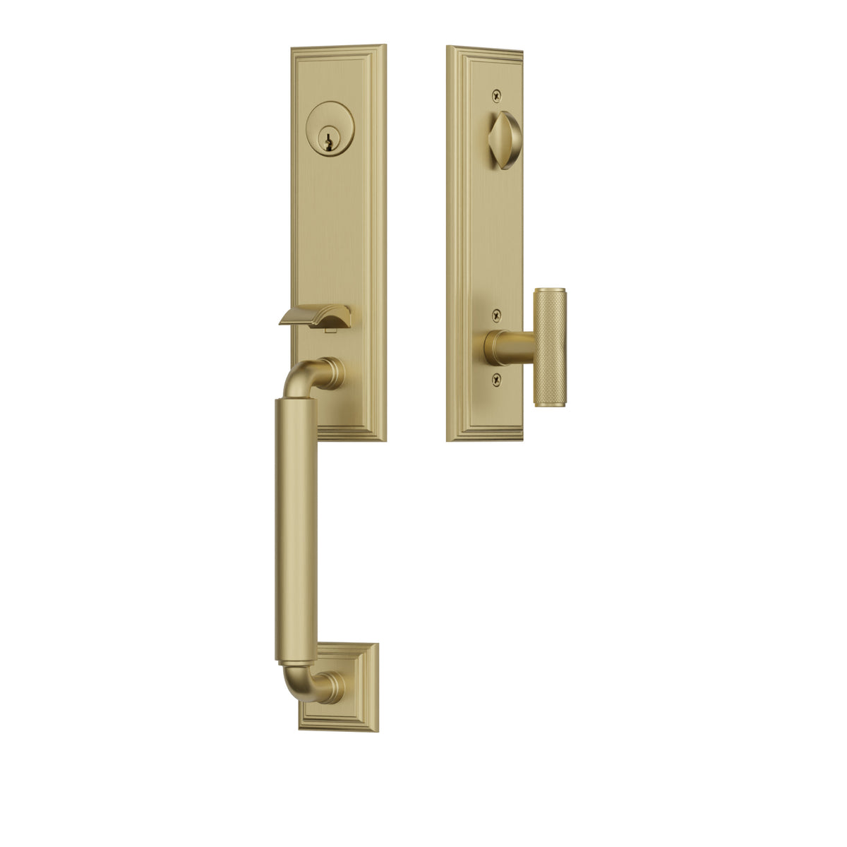Emtek Manning Monolithic Entrance Handleset – Satin Brass