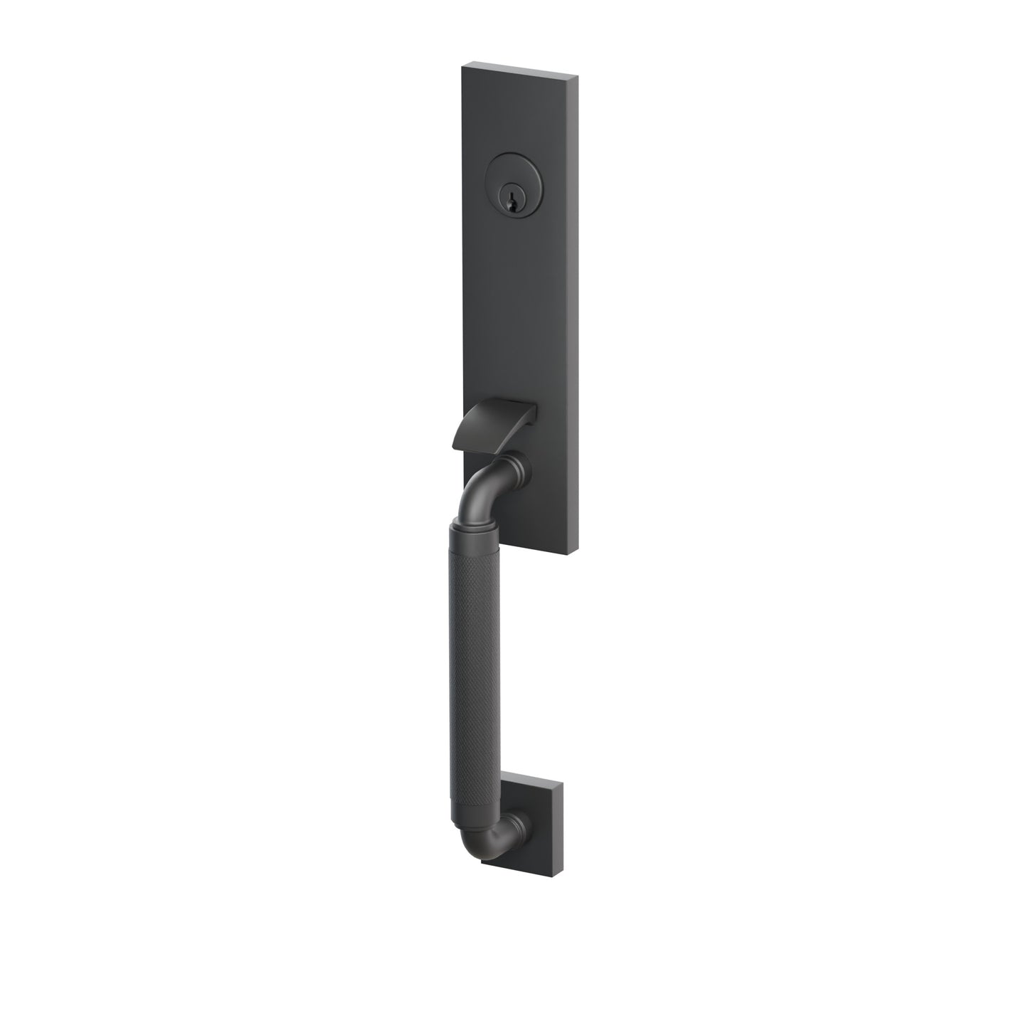 Emtek SELECT R-Bar Knurled Monolithic Mortise Entrance Handleset – Flat Black