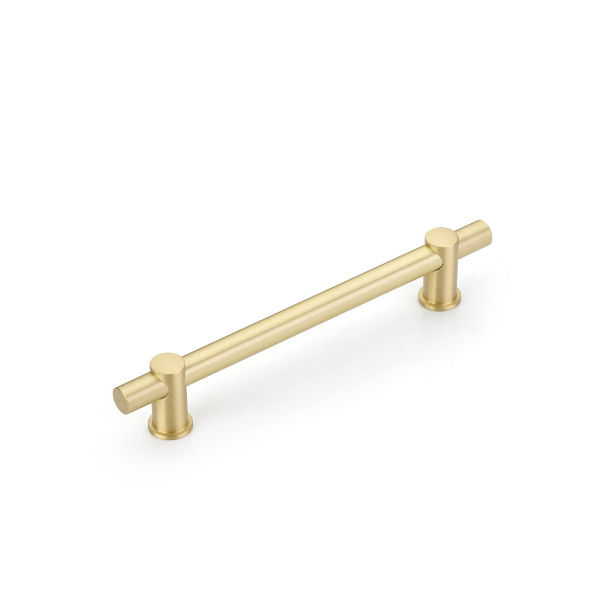 Schaub Fonce' Bar Pull 6" cc with Satin Brass Bar and Satin Brass stems