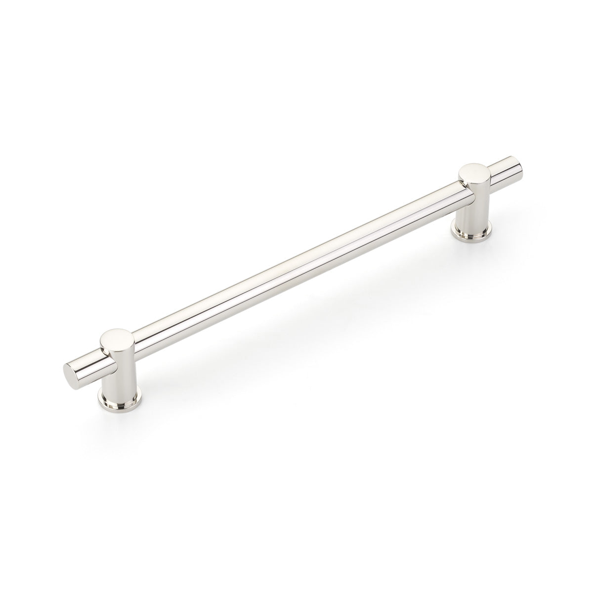 Schaub Fonce' Bar Pull 8" cc with Polished Nickel bar and Polished Nickel stems