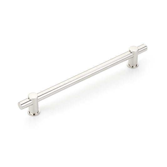 Schaub Fonce' Bar Pull 8" cc with Polished Nickel bar and Polished Nickel stems