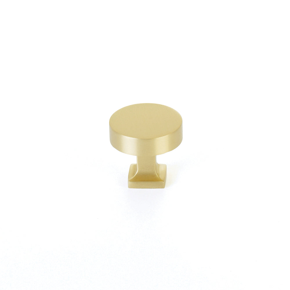 Schaub Haniburton Round Knob with Square Base 1-1/4" Satin Brass