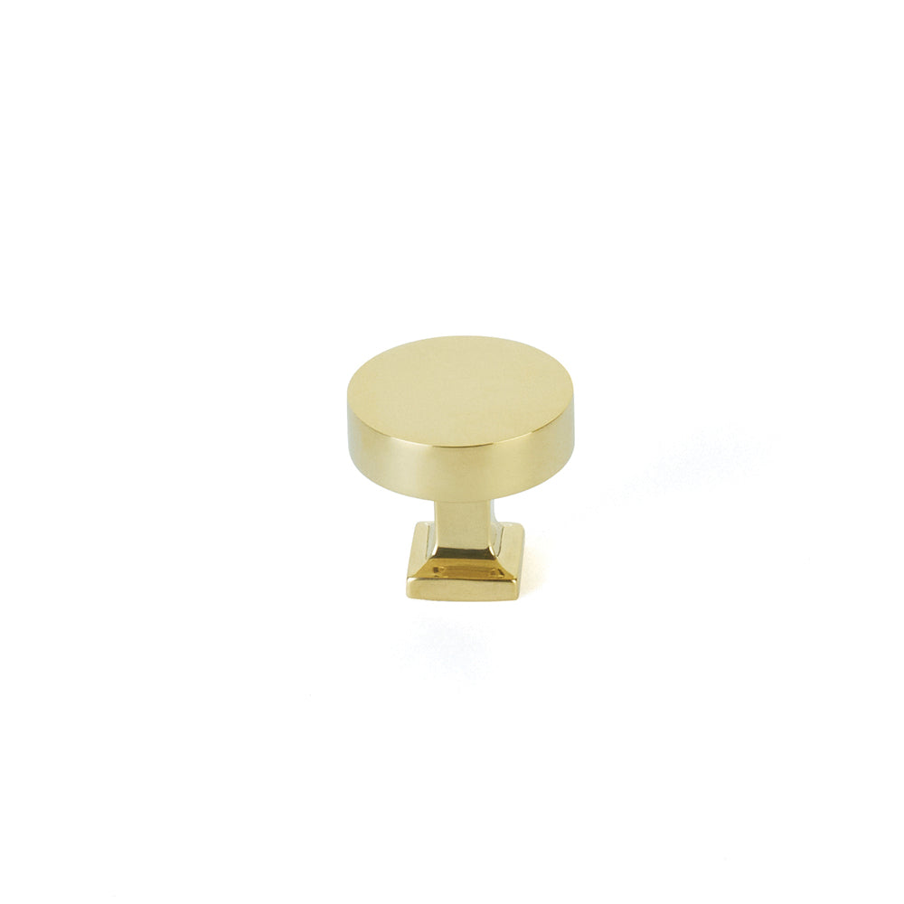 Schaub Haniburton Round Knob with Square Base 1-1/4" Unlacquered Brass