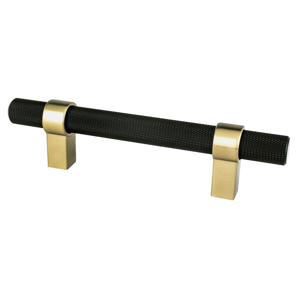 Berenson Radial Reign Bar and Posts Pull - 96mm (3-25/32 in) - Matte Black and Modern Brushed Gold