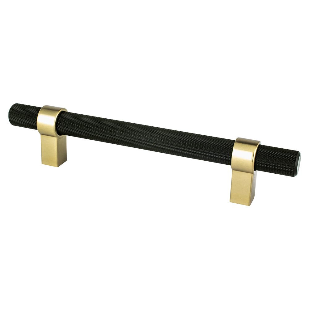 Berenson Radial Reign Bar and Posts Pull - 128mm (5-1/16 in) - Matte Black and Modern Brushed Gold