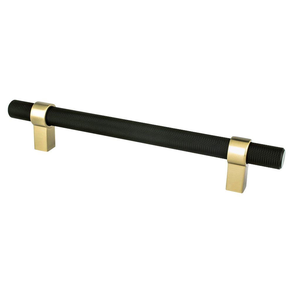 Berenson Radial Reign Bar and Posts Pull - 160mm (6-5/16 in) - Matte Black and Modern Brushed Gold