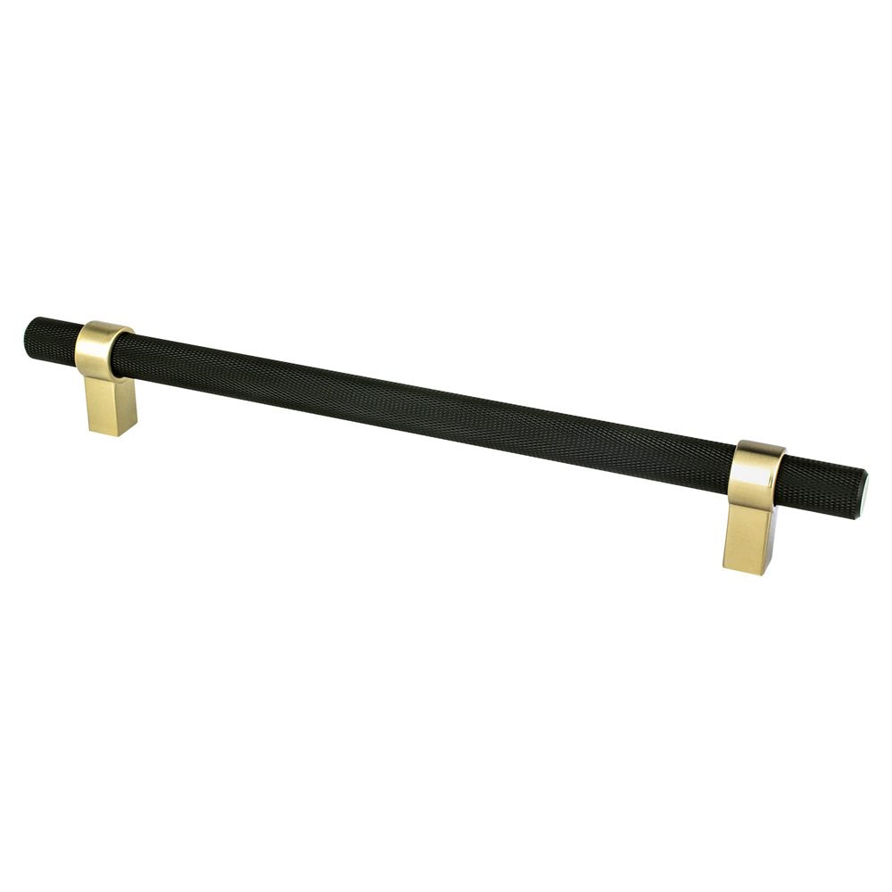 Berenson Radial Reign Bar and Posts Pull - 224mm (8-13/16 in) - Matte Black and Modern Brushed Gold