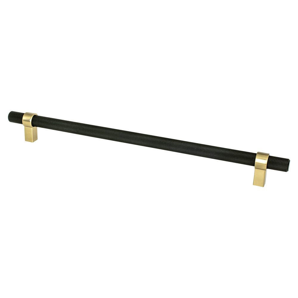Berenson Radial Reign Bar and Posts Pull - 12 in (304.8mm) (Appliance Pull) - Matte Black and Modern Brushed Gold