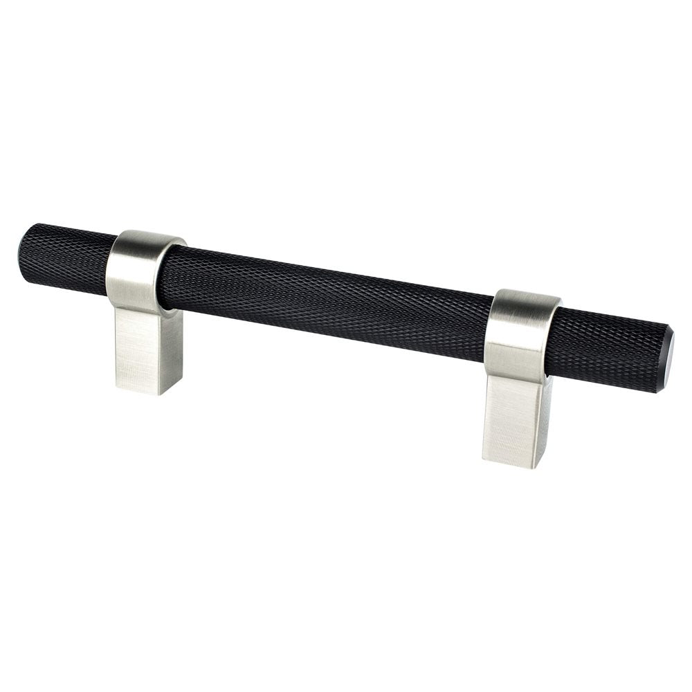 Berenson Radial Reign Bar and Posts Pull - 96mm (3-25/32 in) - Matte Black and Brushed Nickel