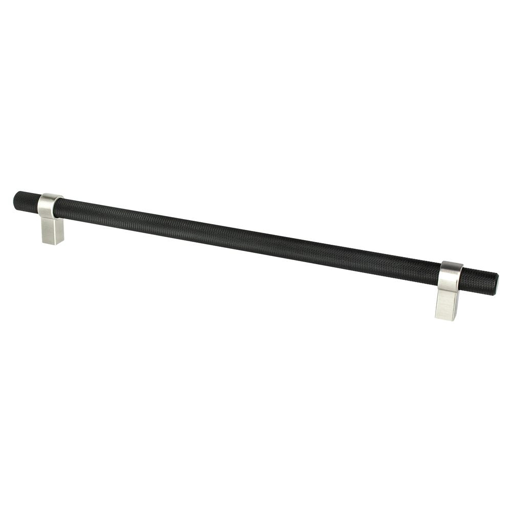 Berenson Radial Reign Bar and Posts Pull - 12 in (304.8mm) (Appliance Pull) - Matte Black and Brushed Nickel