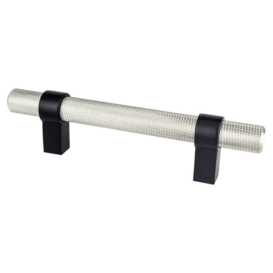 Berenson Radial Reign Bar and Posts Pull - 96mm (3-25/32 in) - Brushed Nickel and Matte Black