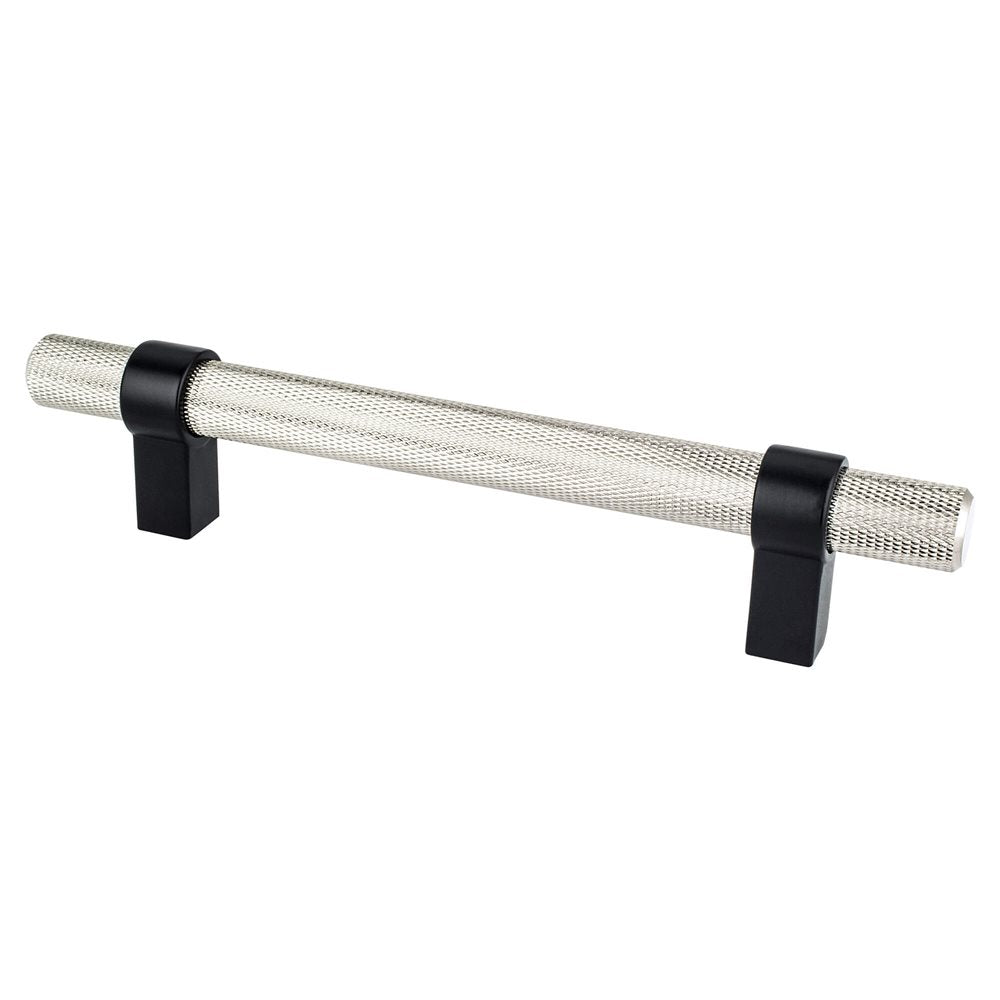 Berenson Radial Reign Bar and Posts Pull - 128mm (5-1/16 in) - Brushed Nickel and Matte Black