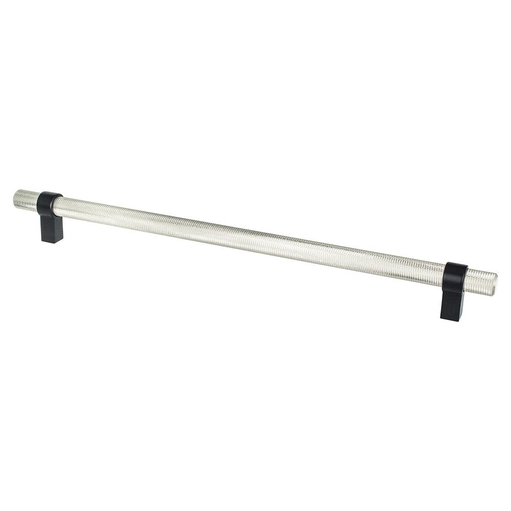 Berenson Radial Reign Bar and Posts Pull - 12 in (304.8mm) (Appliance Pull) - Brushed Nickel and Matte Black