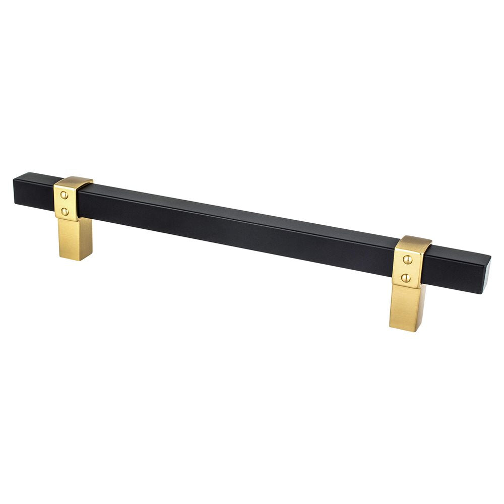 Berenson Rivet Rebel Bar and Posts Pull - 160mm (6-5/16 in) - Matte Black and Modern Brushed Gold