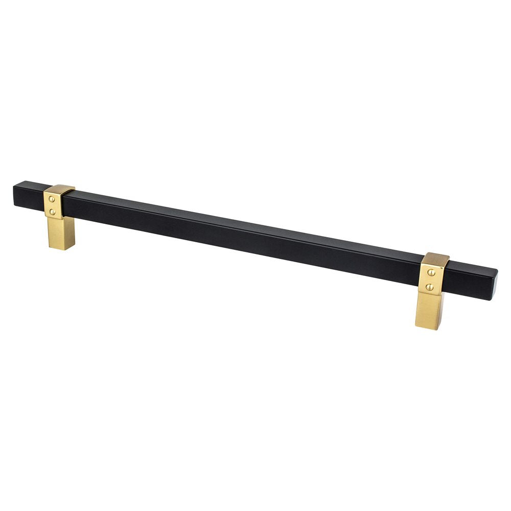 Berenson Rivet Rebel Bar and Posts Pull - 224mm (8-13/16 in) - Matte Black and Modern Brushed Gold