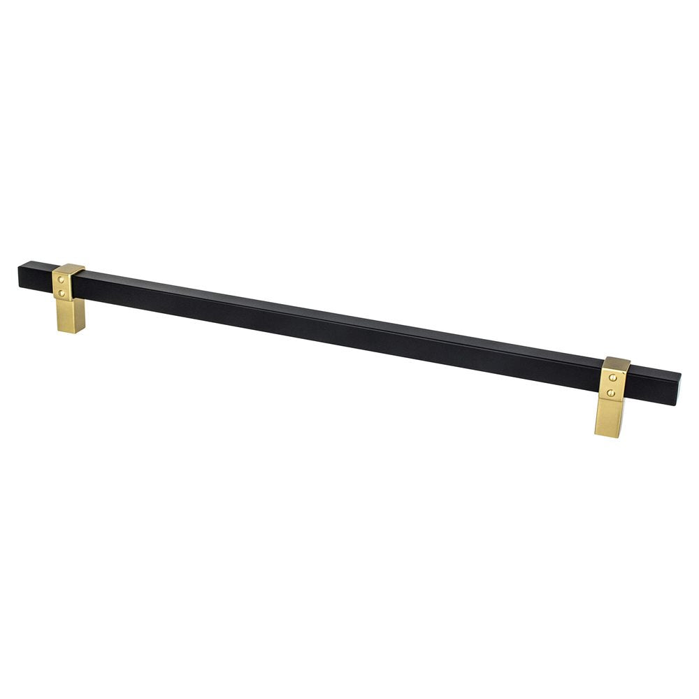 Berenson Rivet Rebel Bar and Posts Pull - 12 in (304.8mm) (Appliance Pull) - Matte Black and Modern Brushed Gold