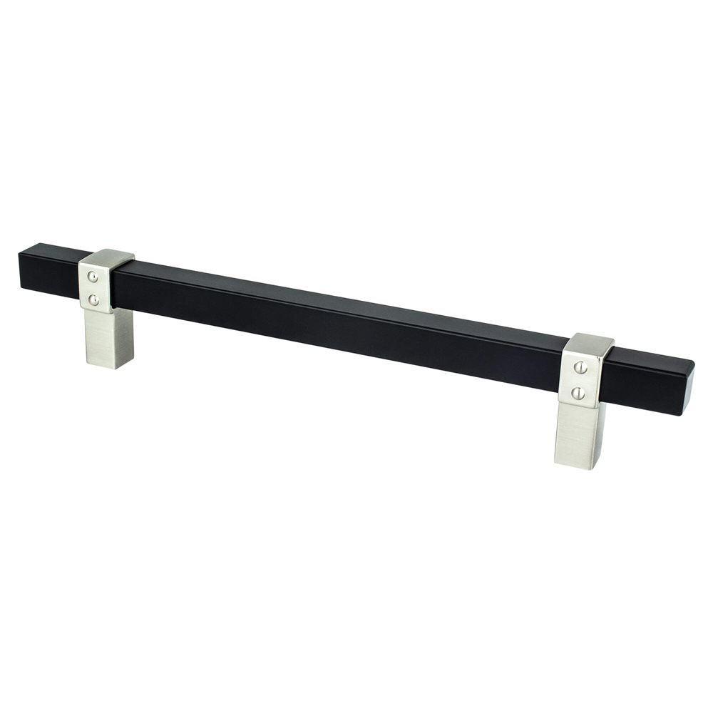 Berenson Rivet Rebel Bar and Posts Pull - 160mm (6-5/16 in) - Matte Black and Brushed Nickel