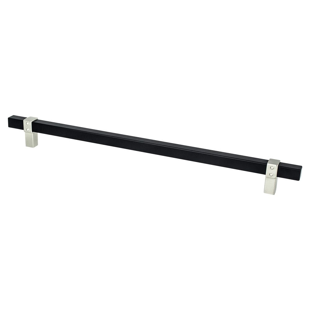 Berenson Rivet Rebel Bar and Posts Pull - 12 in (304.8mm) (Appliance Pull) - Matte Black and Brushed Nickel