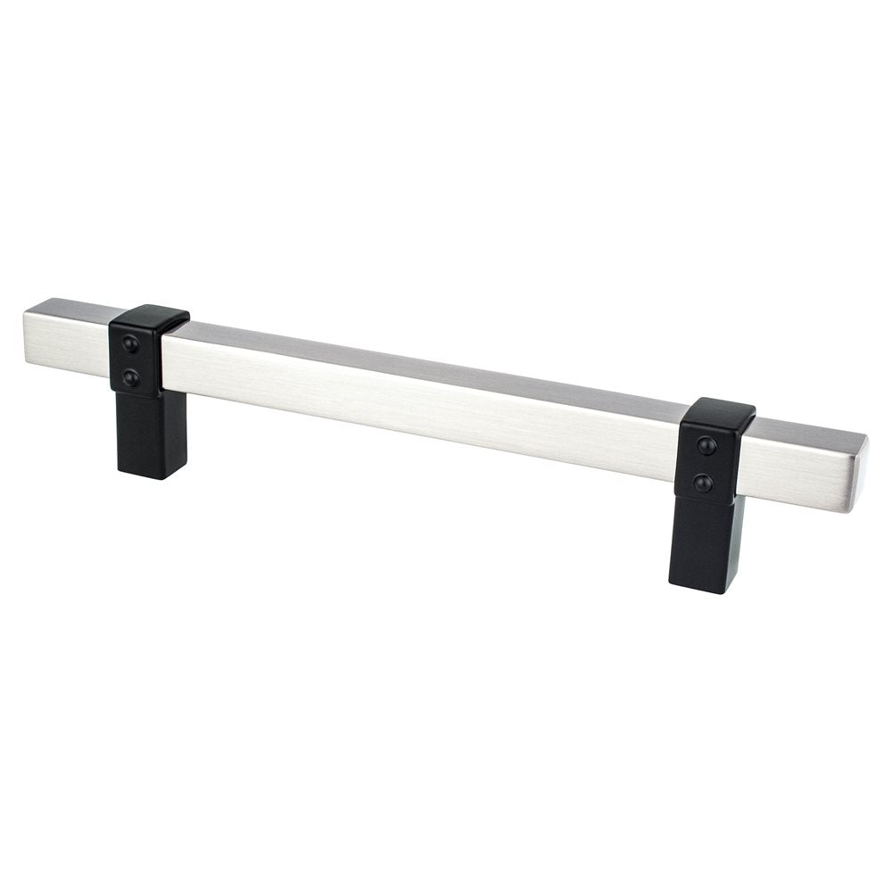 Berenson Rivet Rebel Bar and Posts Pull - 128mm (5-1/16 in) - Brushed Nickel and Matte Black