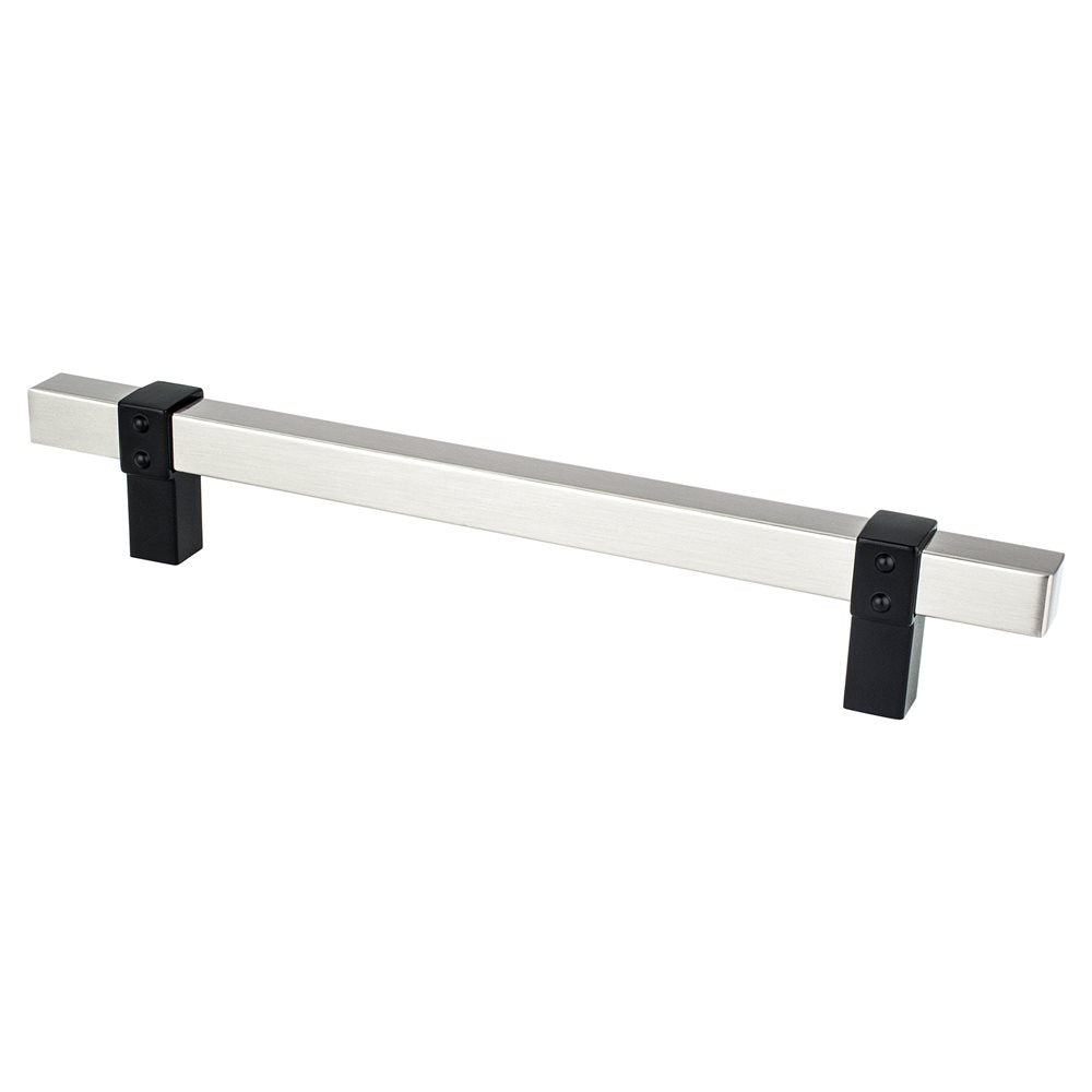 Berenson Rivet Rebel Bar and Posts Pull - 160mm (6-5/16 in) - Brushed Nickel and Matte Black