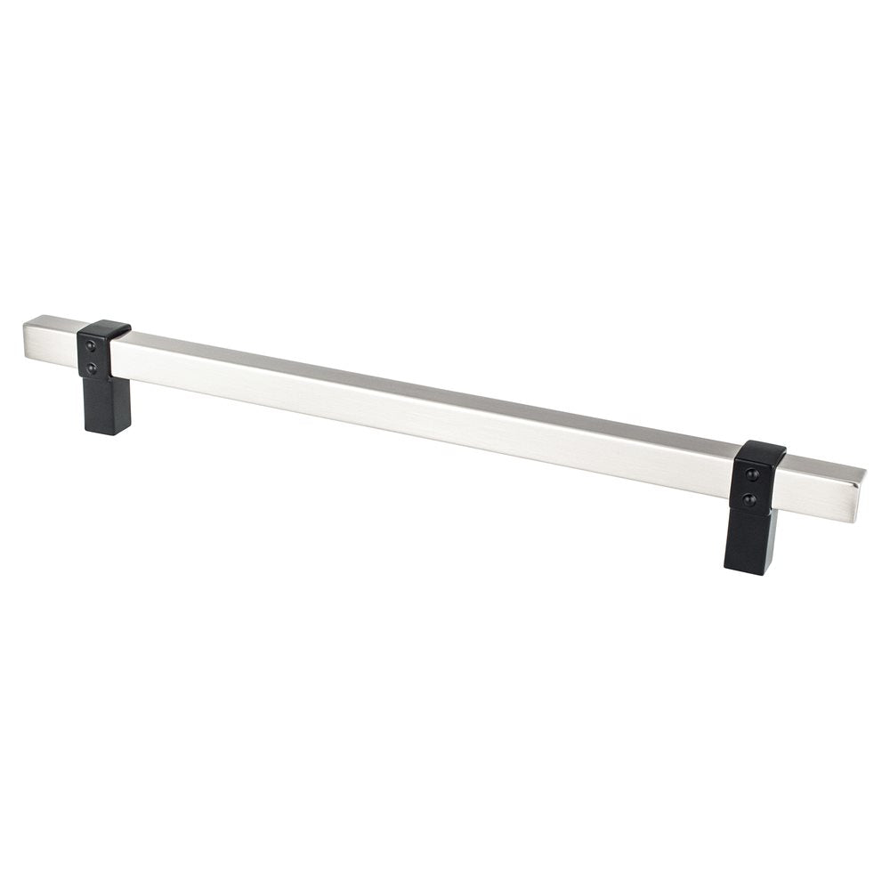 Berenson Rivet Rebel Bar and Posts Pull - 224mm (8-13/16 in) - Brushed Nickel and Matte Black