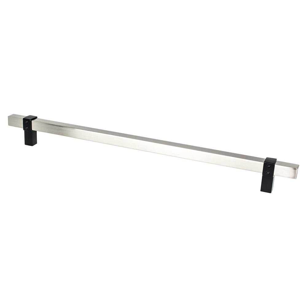 Berenson Rivet Rebel Bar and Posts Pull - 12 in (304.8mm) (Appliance Pull) - Brushed Nickel and Matte Black