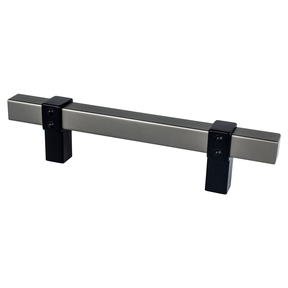 Berenson Rivet Rebel Bar and Posts Pull - 96mm (3-25/32 in) - Slate and Matte Black