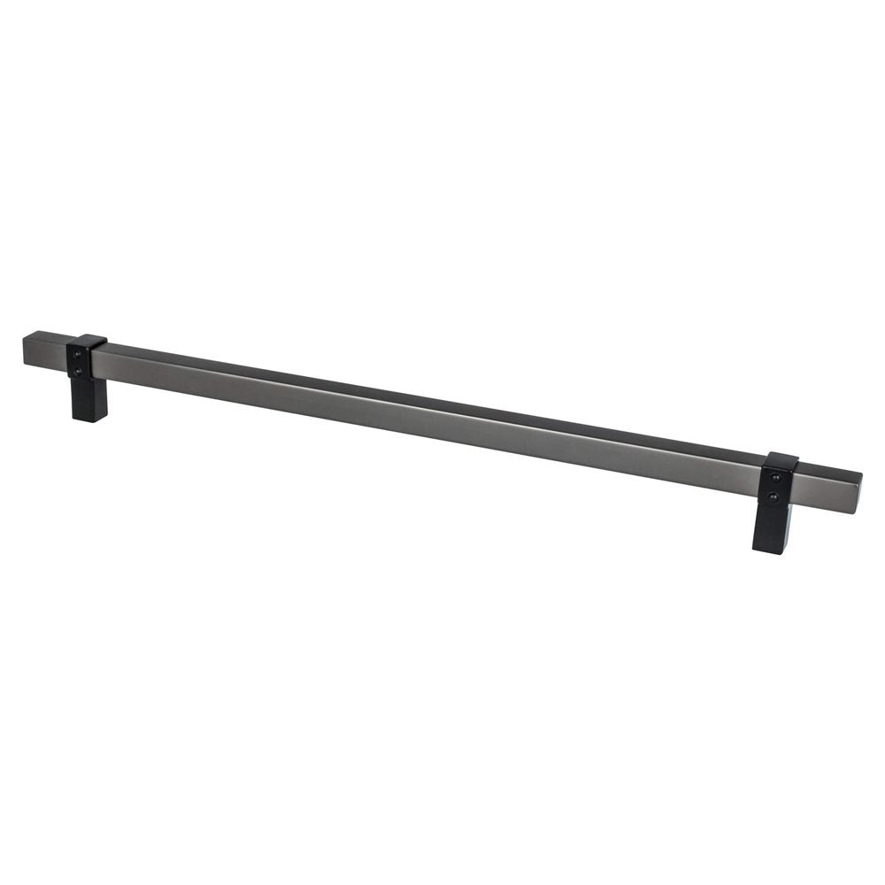 Berenson Rivet Rebel Bar and Posts Pull - 12 in (304.8mm) (Appliance Pull) - Slate and Matte Black