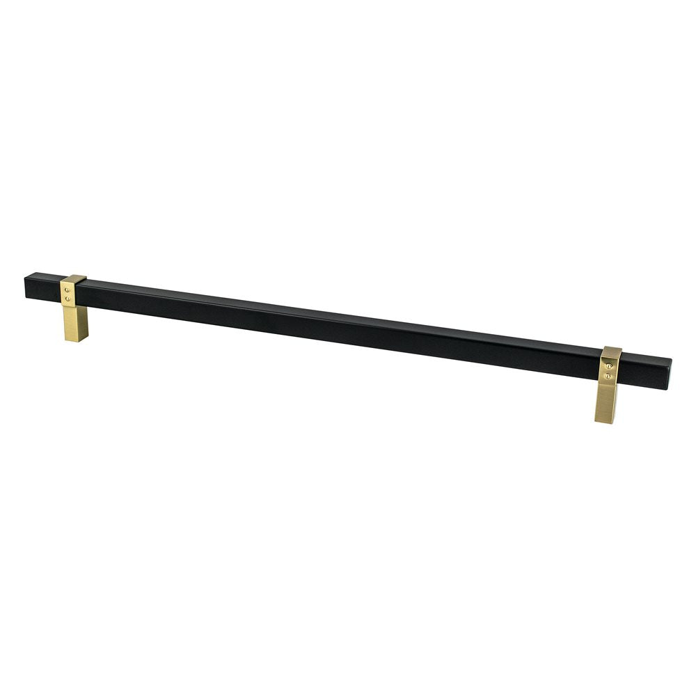 Berenson Rivet Rebel Bar and Posts Pull - 18 in (457.2mm) (Appliance Pull) - Matte Black and Modern Brushed Gold