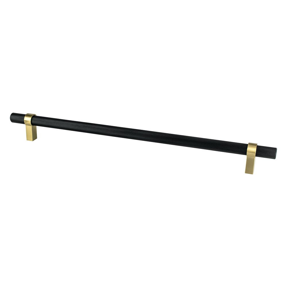 Berenson Radial Reign Bar and Posts Pull - 18 in (457.2mm) (Appliance Pull) - Matte Black and Modern Brushed Gold