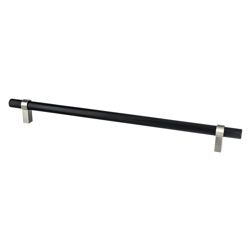 Berenson Radial Reign Bar and Posts Pull - 18 in (457.2mm) (Appliance Pull) - Matte Black and Brushed Nickel