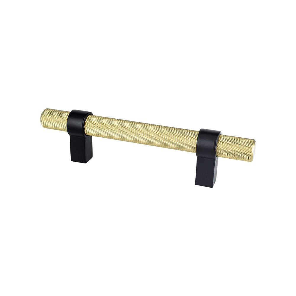 Berenson Radial Reign Bar and Posts Pull - 96mm (3-25/32 in) - Modern Brushed Gold and Matte Black