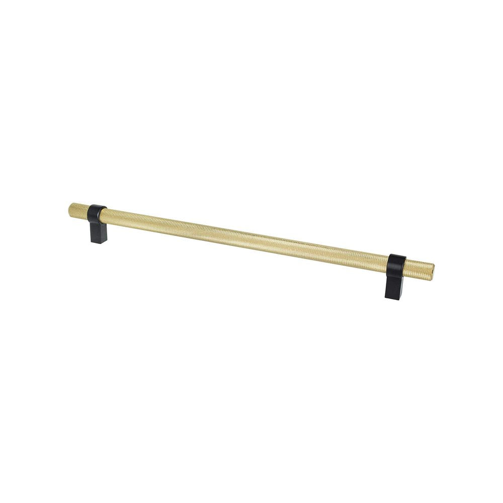 Berenson Radial Reign Bar and Posts Pull - 12 in (304.8mm) (Appliance Pull) - Modern Brushed Gold and Matte Black