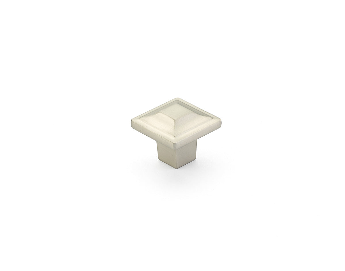 Schaub Menlo Park Square Knob 1-1/4" Satin Nickel