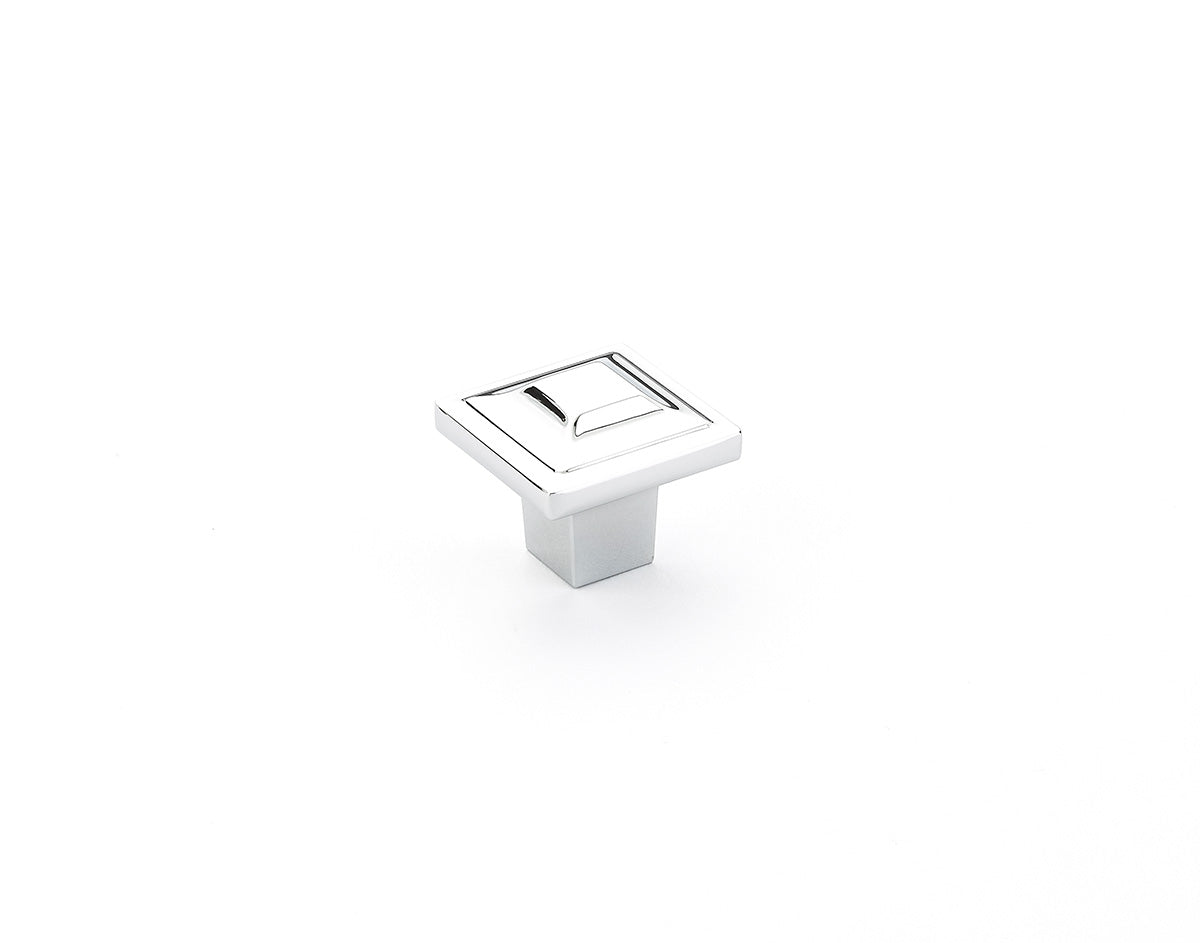 Schaub Menlo Park Square Knob 1-1/4" Polished Chrome