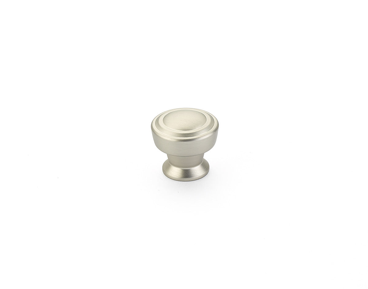 Schaub Menlo Park Stepped Round Knob 1-1/4" Satin Nickel