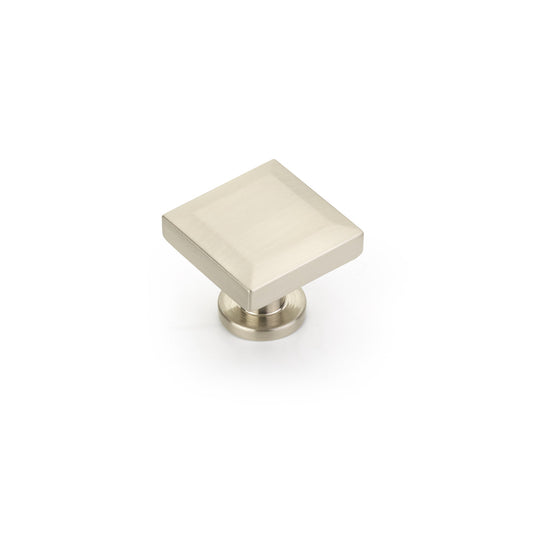 Schaub Heathrow Square Knob 1-1/4" Brushed Nickel
