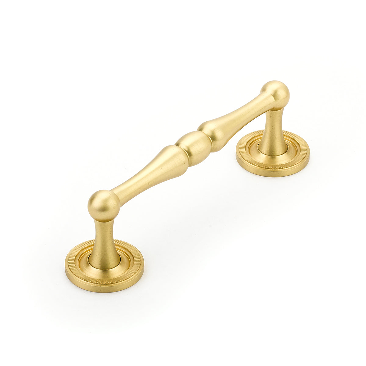 Schaub Atherton Pull 4" with knurled footplate Satin Brass
