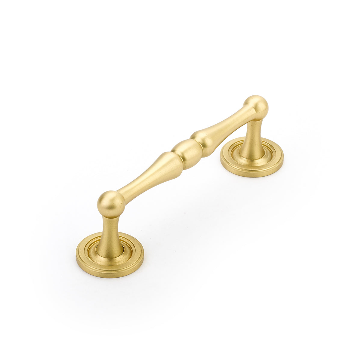 Schaub Atherton Pull Satin Brass 4" cc with plain footplate