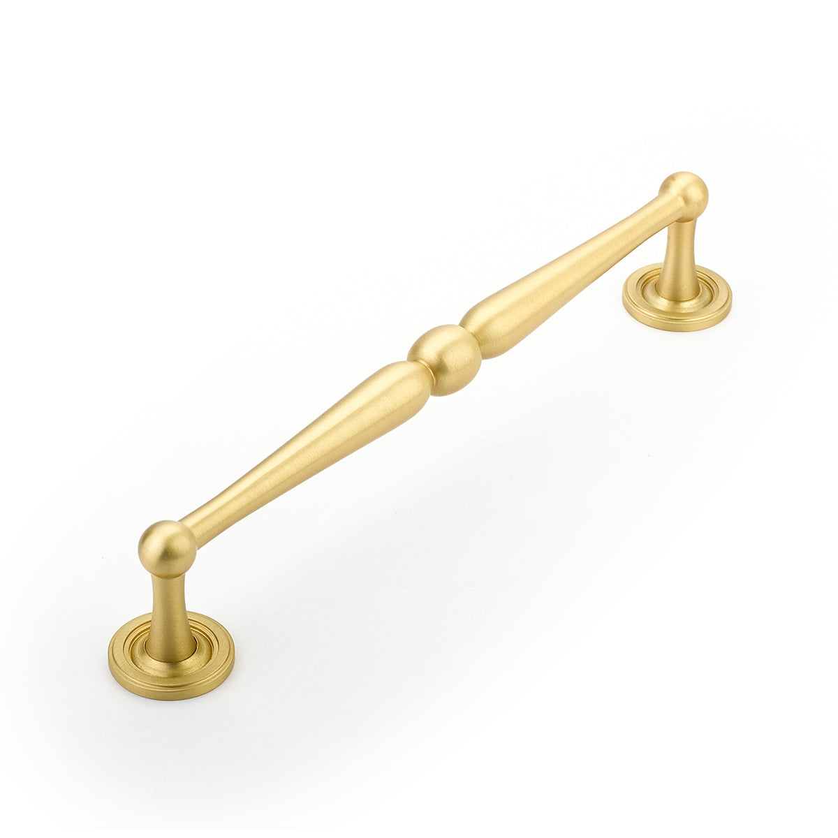 Schaub Atherton Pull Satin Brass 8" cc with plain footplate