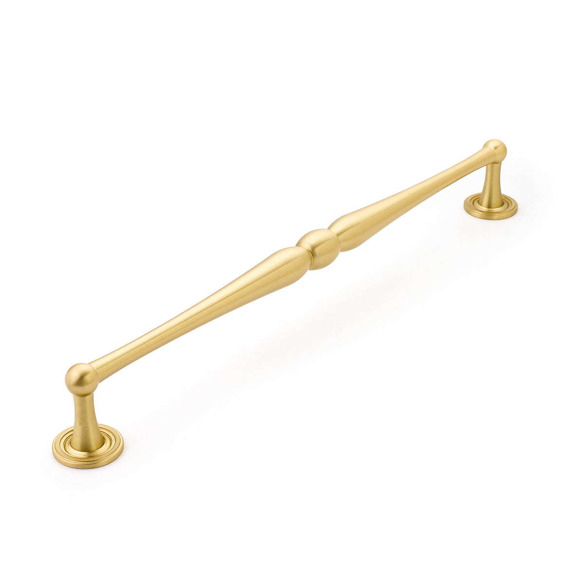 Schaub Atherton Pull with Plain Footplates 15" Satin Brass