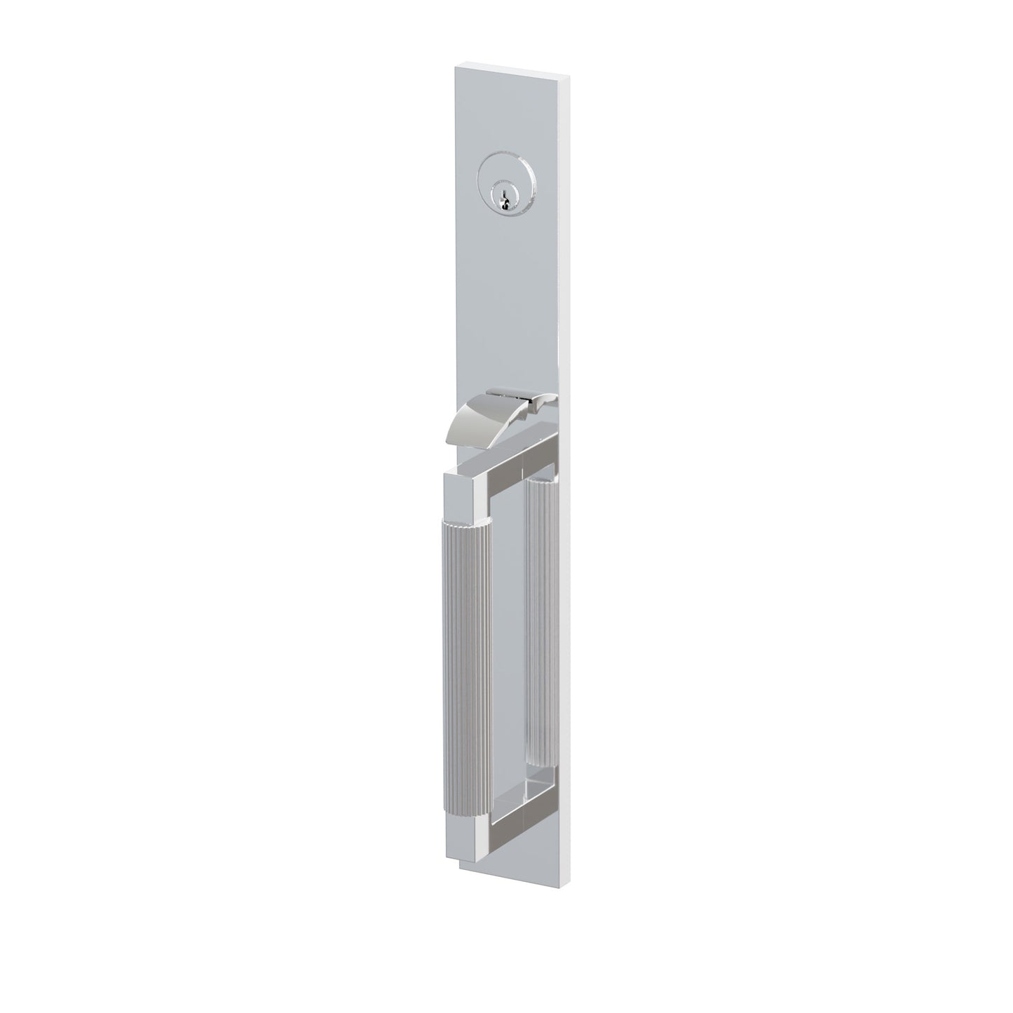 Emtek SELECT L-Square Straight Knurled Full Length Entrance Handleset – Polished Chrome