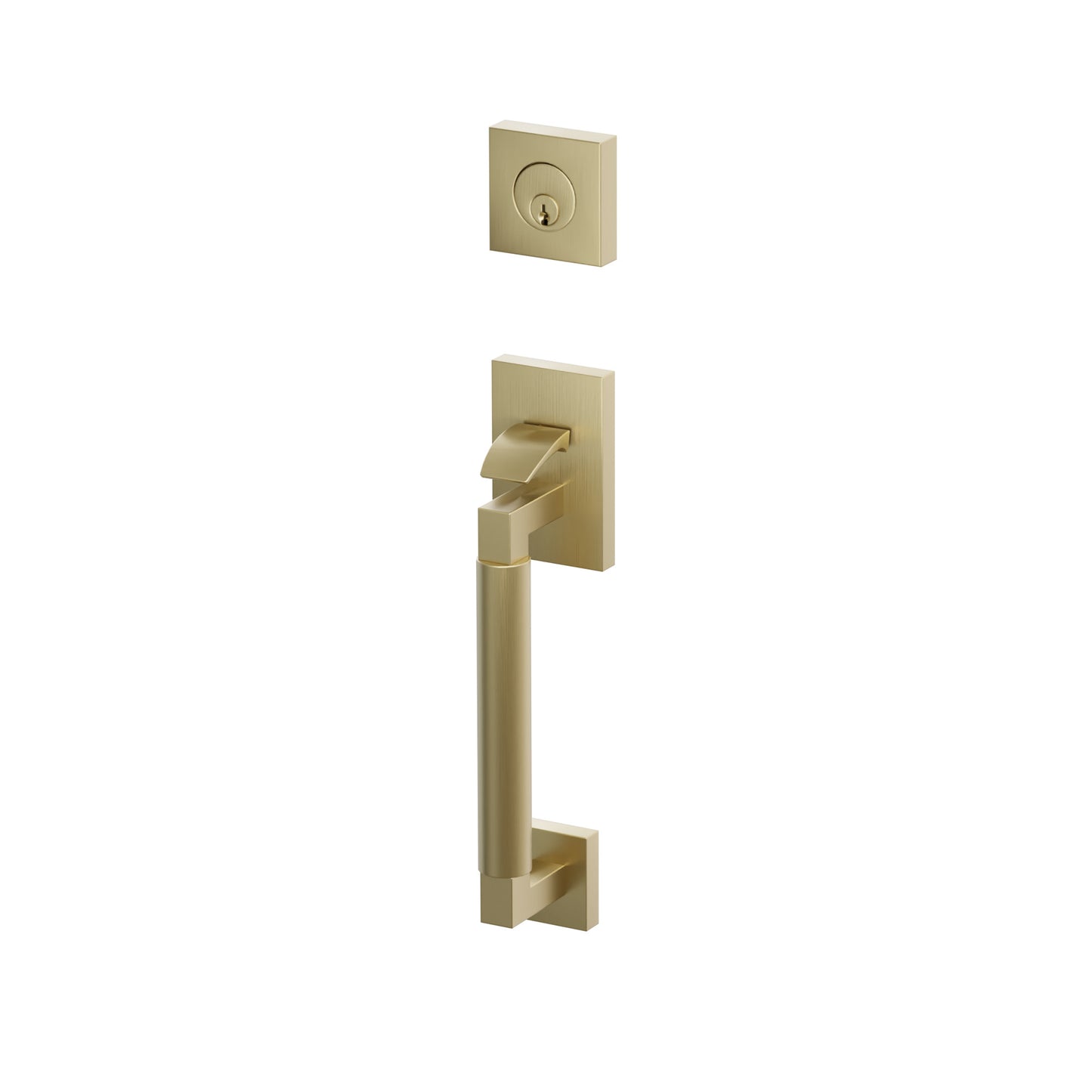 Emtek SELECT L-Square Smooth Sectional Entrance Handleset – Satin Brass
