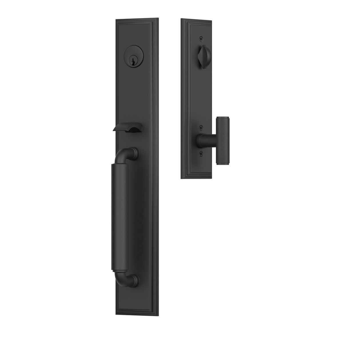 Emtek Manning Full Length Entrance Handleset – Flat Black