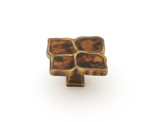 Schaub Tiger Penshell Solid Brass Estate Dover Cabinet Knob  1-1/2" dia