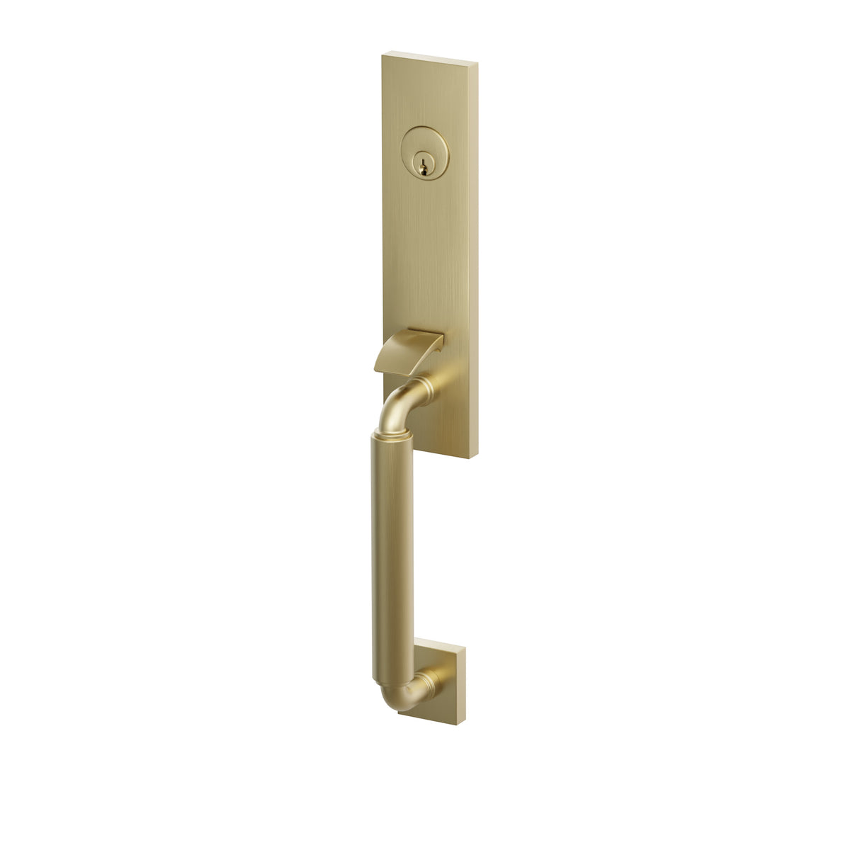 Emtek SELECT R-Bar Smooth Monolithic Entrance Handleset – Satin Brass