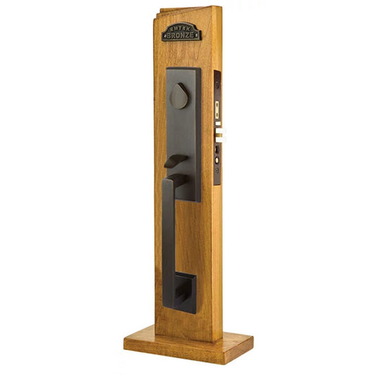 Rustic Modern Rectangular Monolithic Mortise Entry Set – Medium Bronze