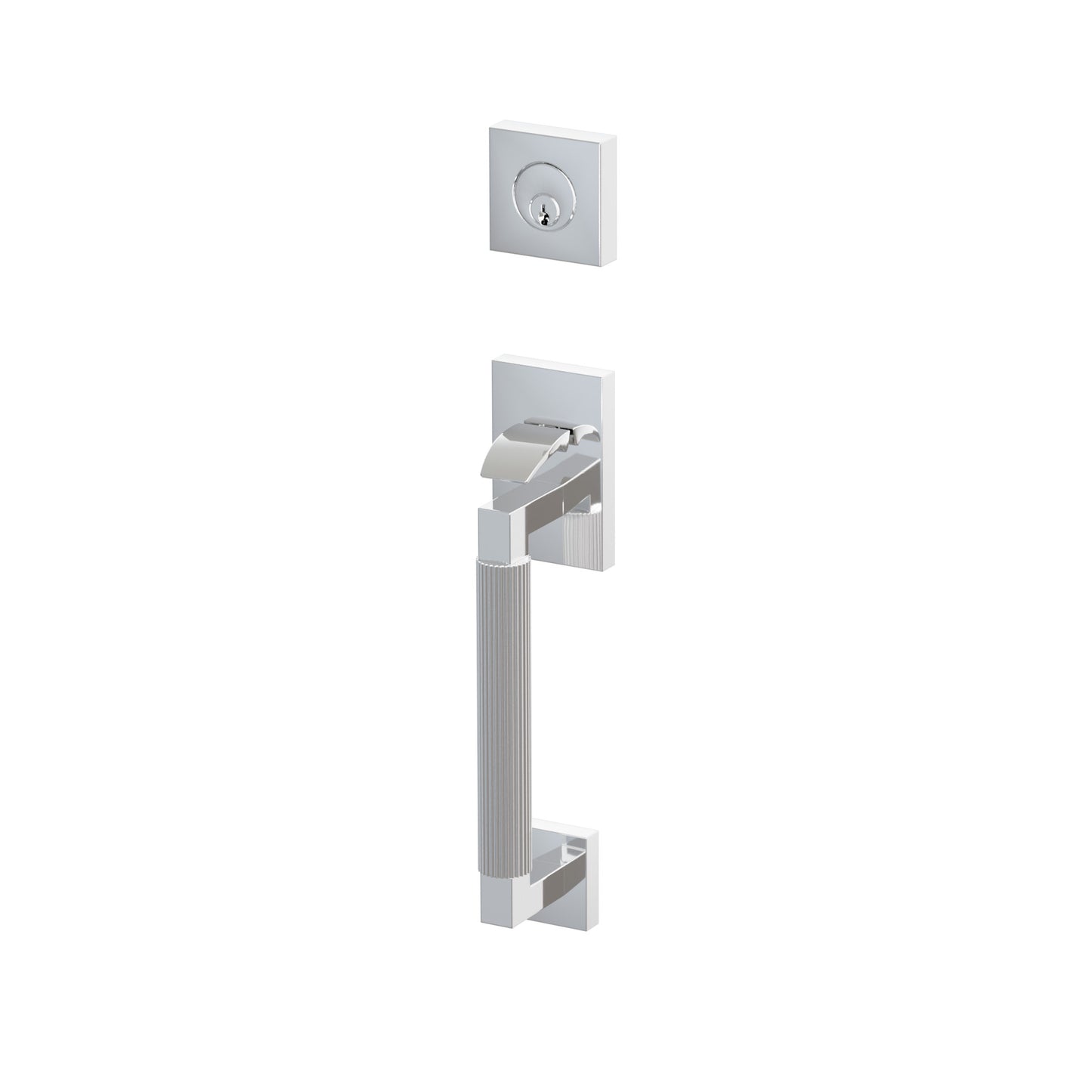 Emtek SELECT L-Square Straight Knurled Sectional Entrance Handleset – Polished Chrome